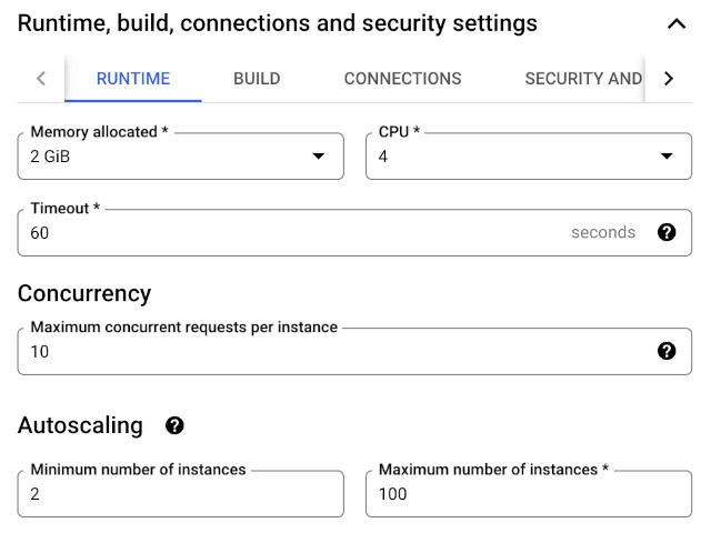 GCP Cloud Function configuration